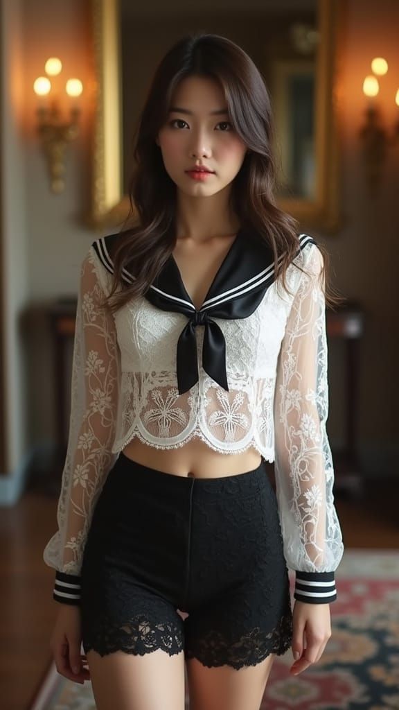 Sheer Lace Sailor Uniform in Grand Parlor