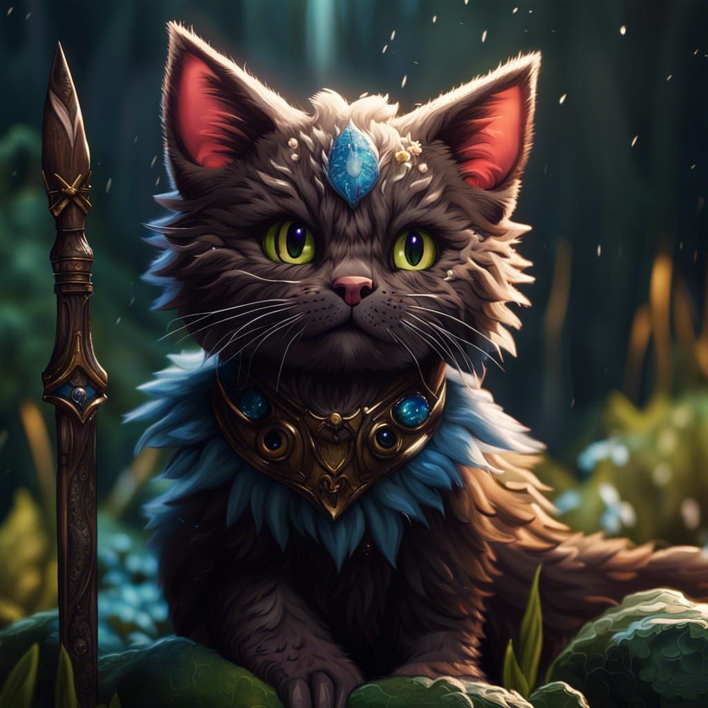Cute Warrior Cat Fantasy Concept Art