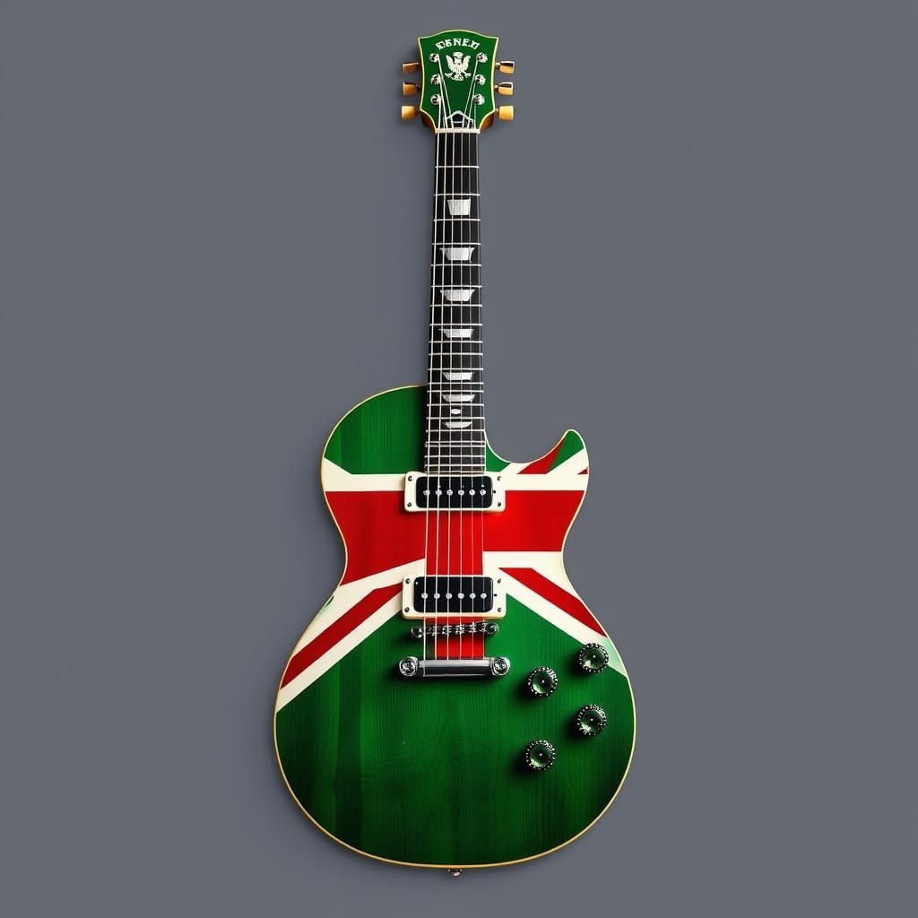 Les Paul Guitar in Union Flag Colors, Ebony Fretboard with E...