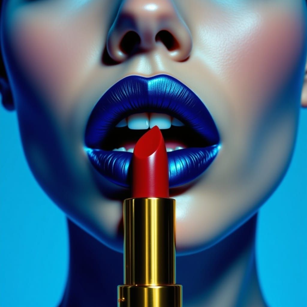 Luxurious Midnight Blue Beauty in High-Contrast Stylized Por...