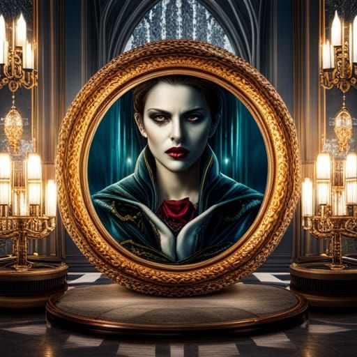 Hyperrealistic Vampire in a Mirror: No Reflection
