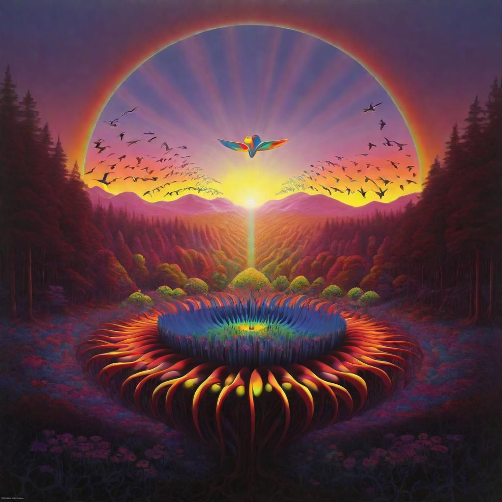 Psychedelic Forest Portal in 1960s Style