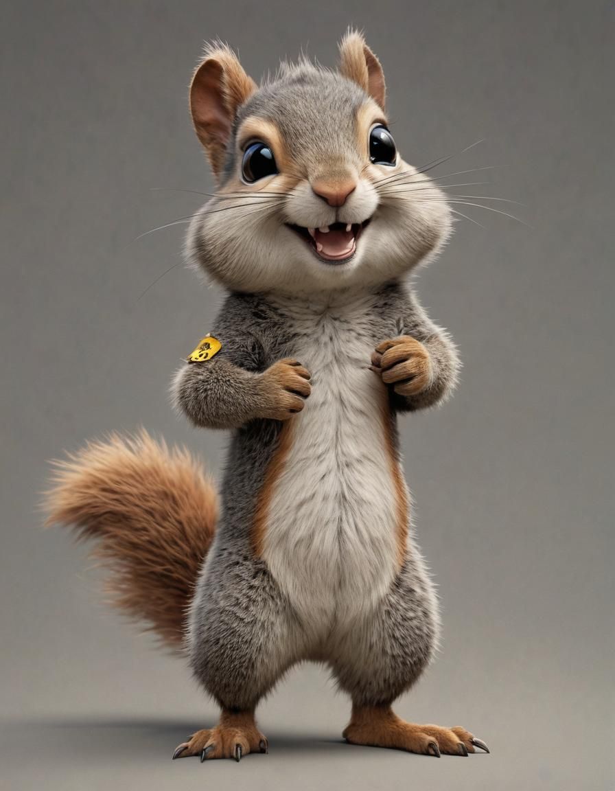 Hip-Hop Squirrel: A Funny Caricature in Detailed Drawing