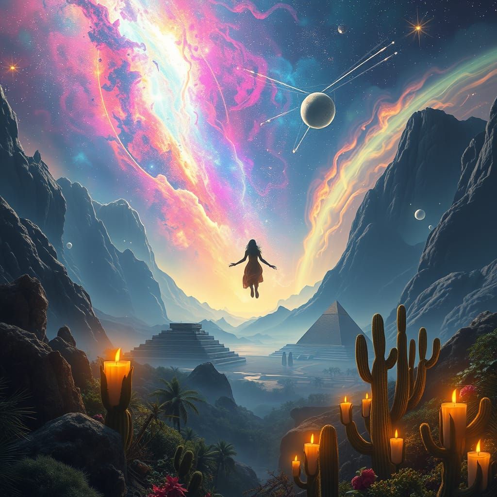 Cosmic Odyssey Through Vibrant Rainbow Portals in a Dreamy, ...