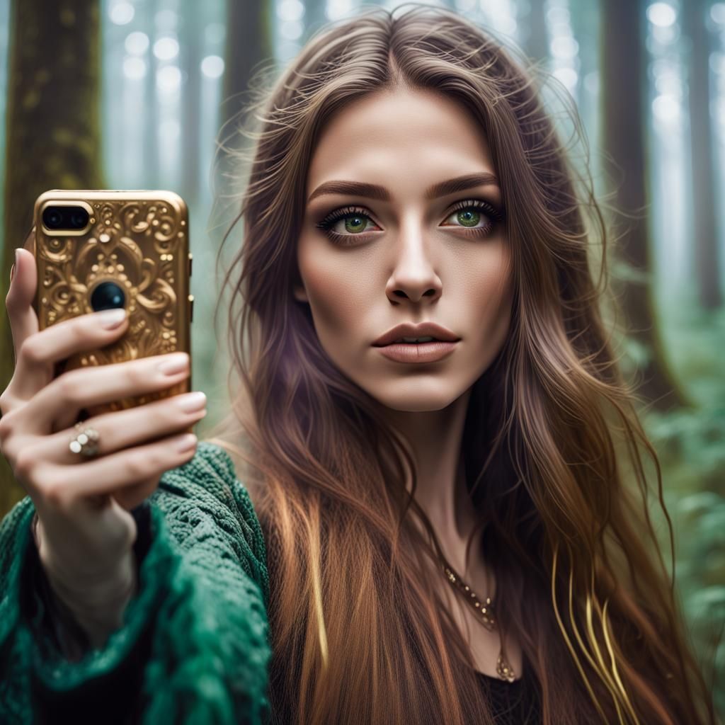 Mystical Forest Influencer Portrait in Hyperrealism