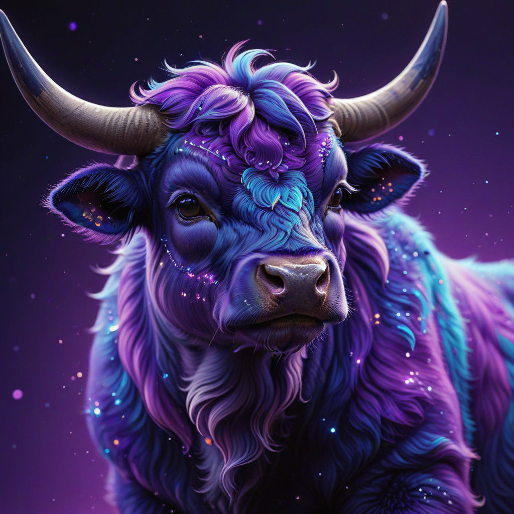 Cosmic Bull in Vibrant Anime Style