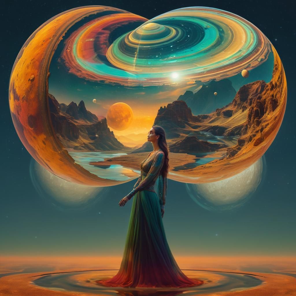 Ethereal Double Exposure Portrait on Alien Planet