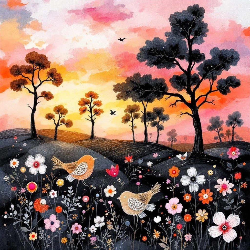 Golden Skies with Whimsical Flair