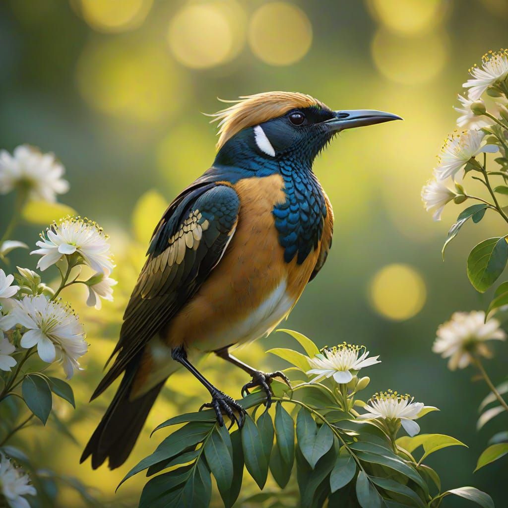 Human-Bird Hybrid in Lush Greenery, Fine Art Wildlife Photog...