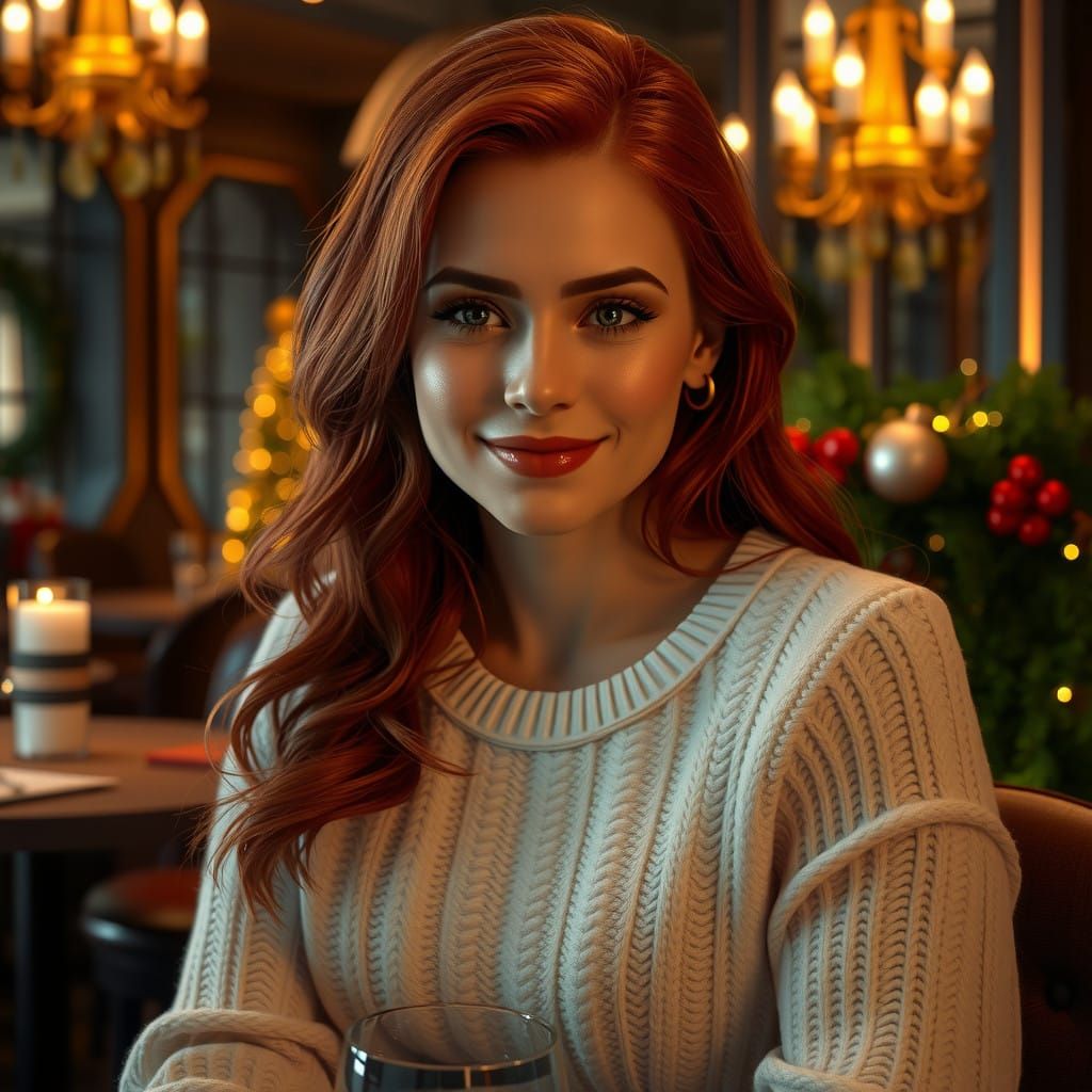 Refined Woman in Christmas Elegance