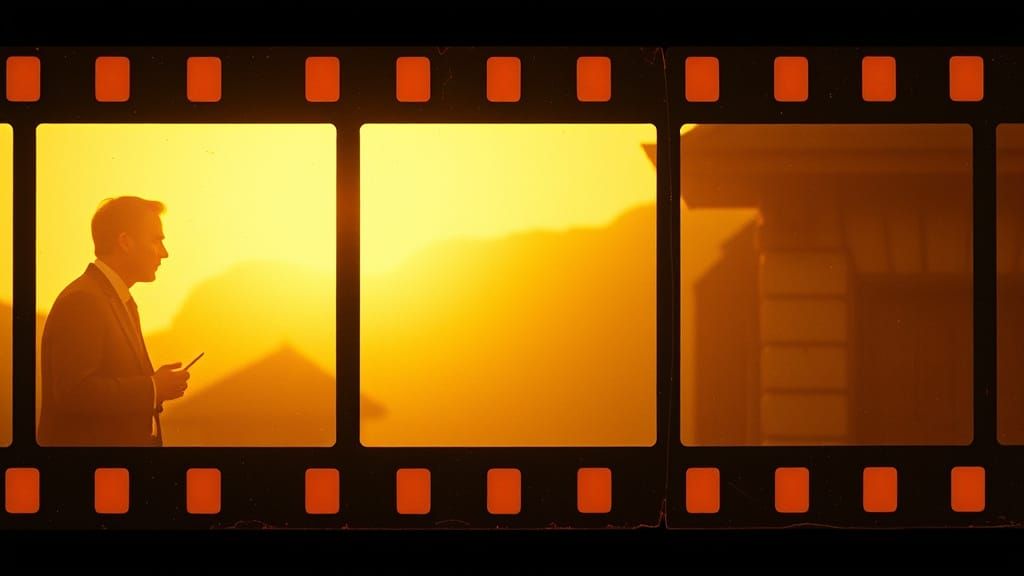 Vintage Cinematic Scene in Warm Golden Tones