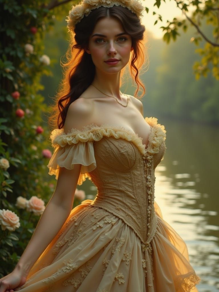 Elegant Victorian Lady in Art Nouveau Style