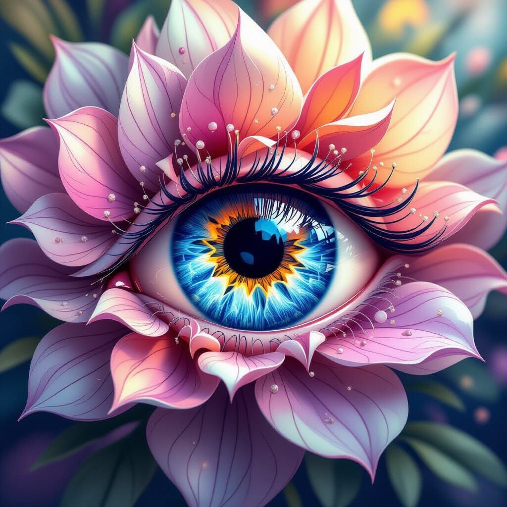 Springtime Eye Iris in Detailed Matte Painting Style