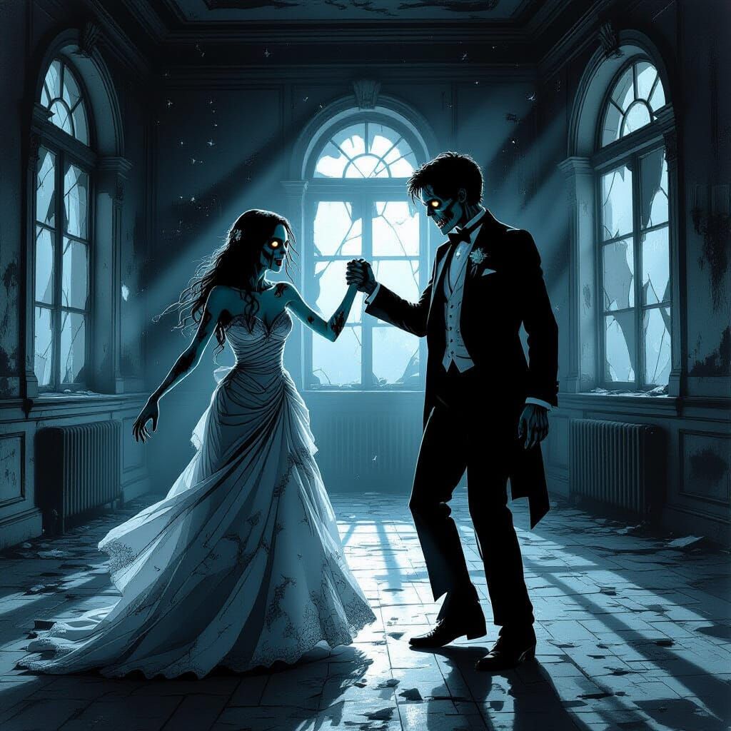 Zombie Prom Dance in Decaying Ballroom