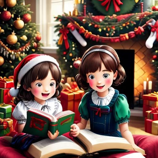 Festive Christmas Scene with Children Playing