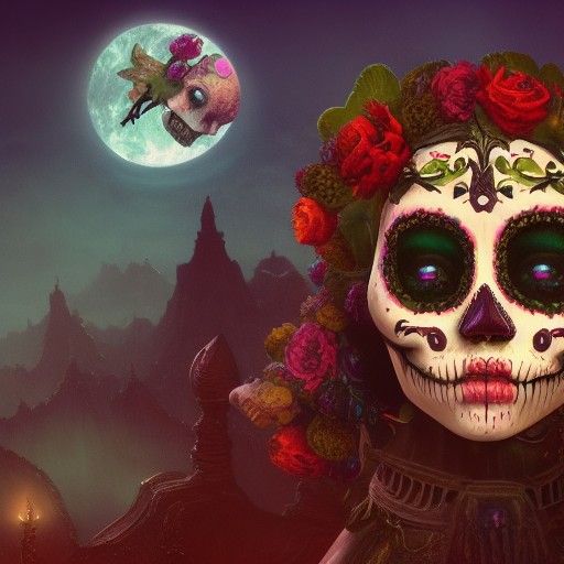 Detailed Matte Painting of a Sweet Calaveritas