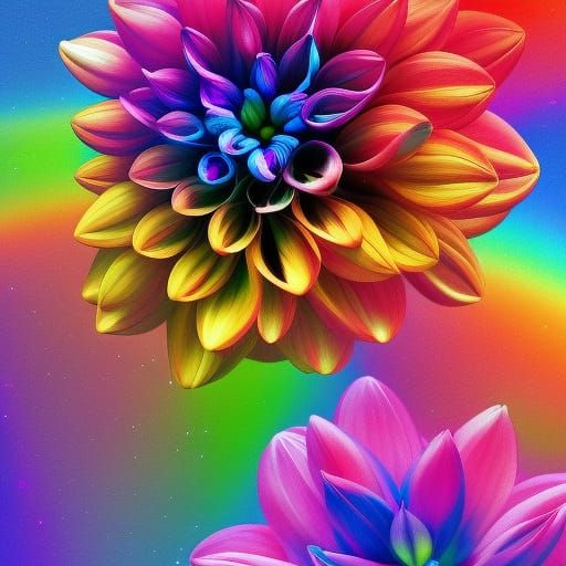 Rainbow Dahlias in Holographic Cosmic Illustration