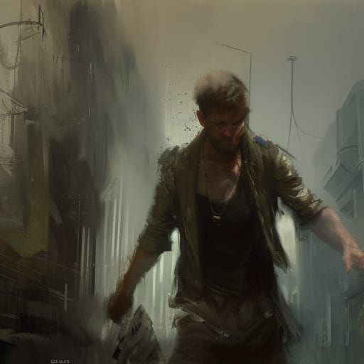 Dramatic Character in Impressionist Style Painting