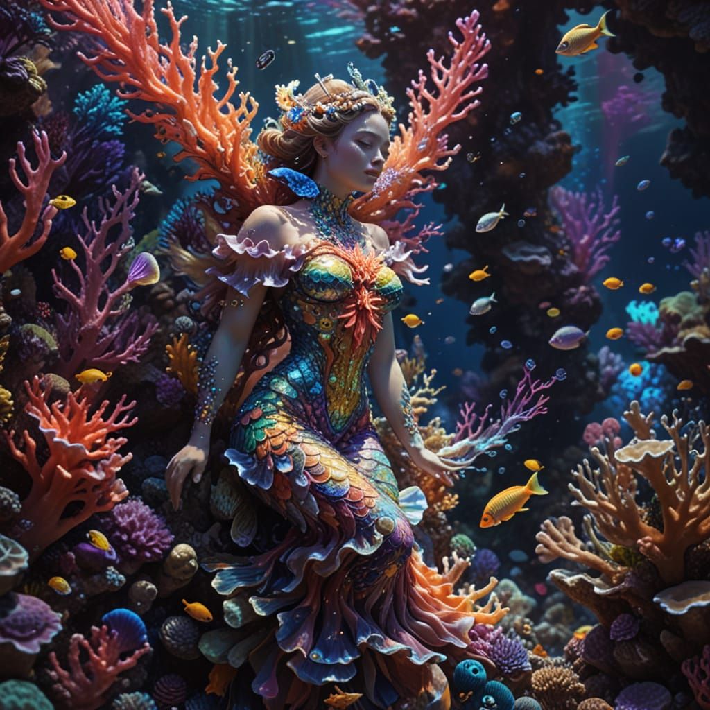 Goddess of the Sea in a Vibrant Coral Reef