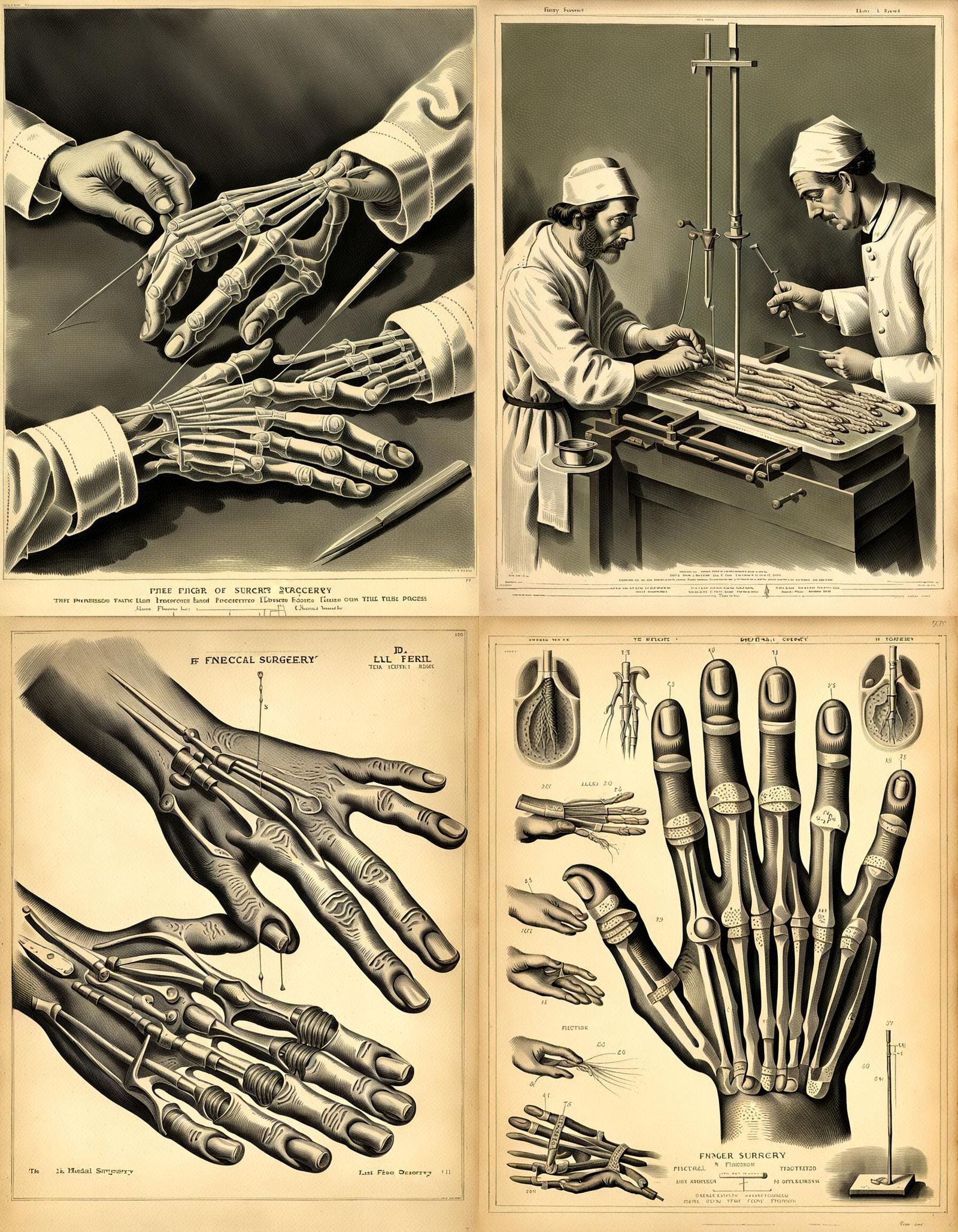 Vintage Medical Illustration: Finger Surgery