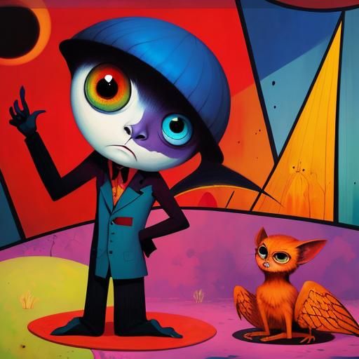 People in Pop Surrealism Style with Big Eyes