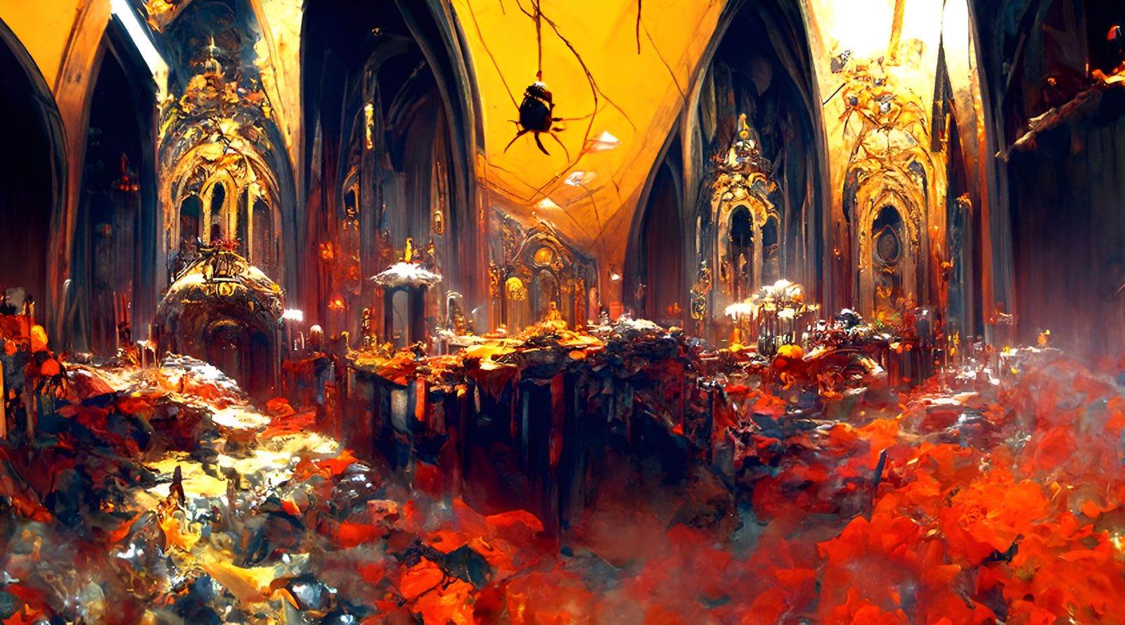 Wasp Cathedral: Sinister Interior in Gothic Style