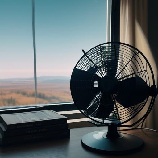 Surreal Metal Fan Illuminates Dark Table