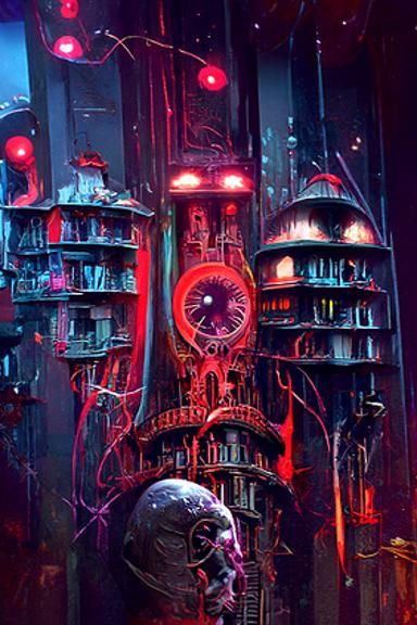 Dark Future Time Control Room in Hyperrealism Style