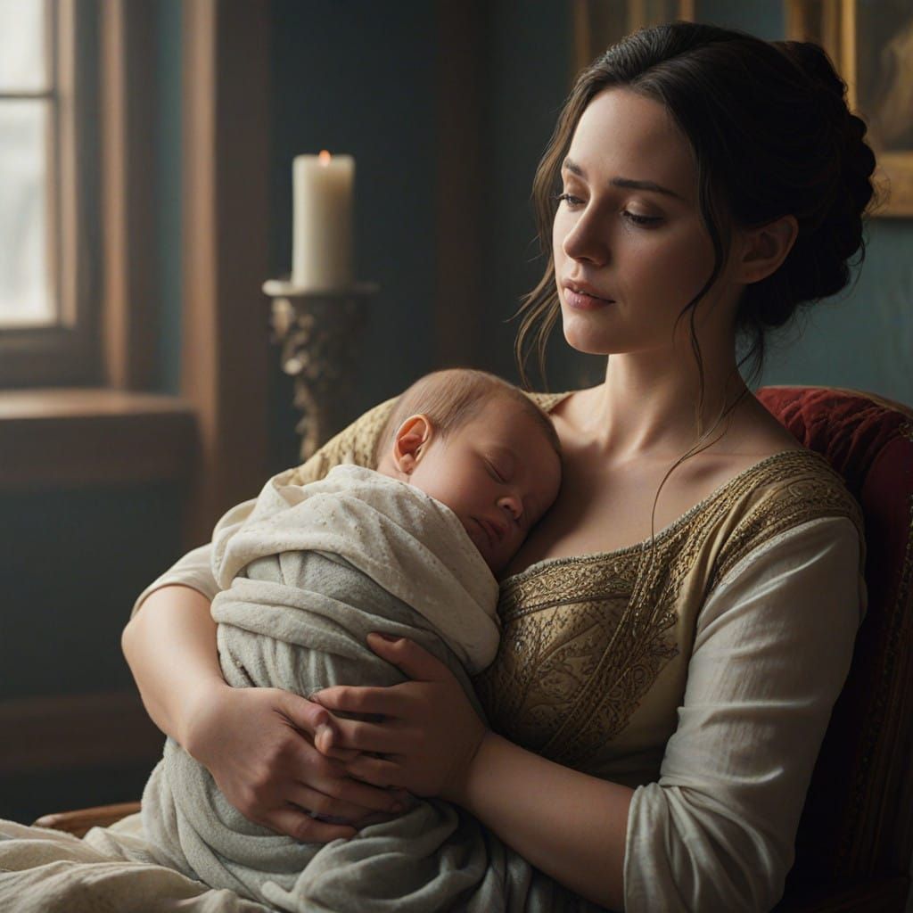 Serene Motherhood in Golden Light