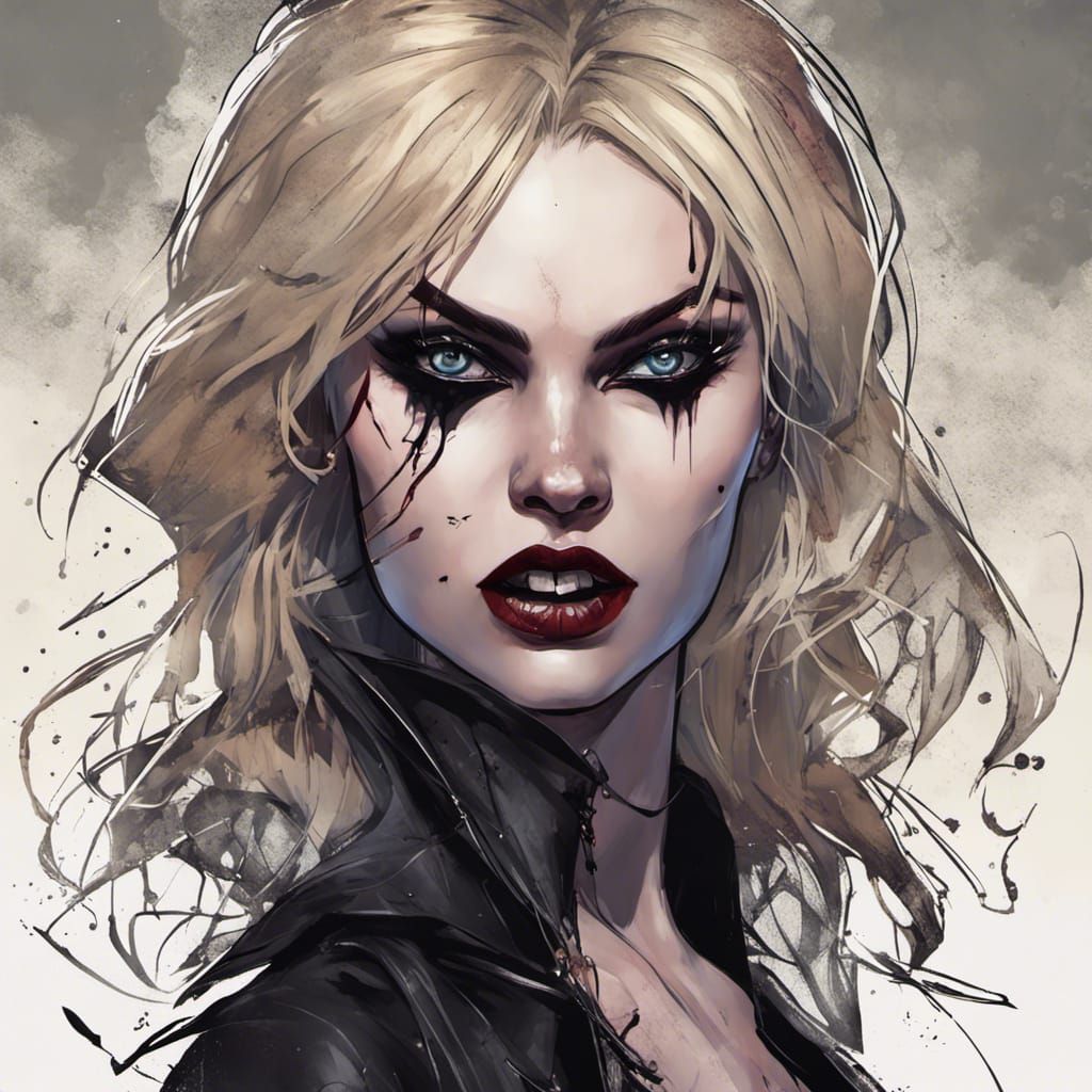 Modern Gothic Vampire in Hyperrealistic Splash Art