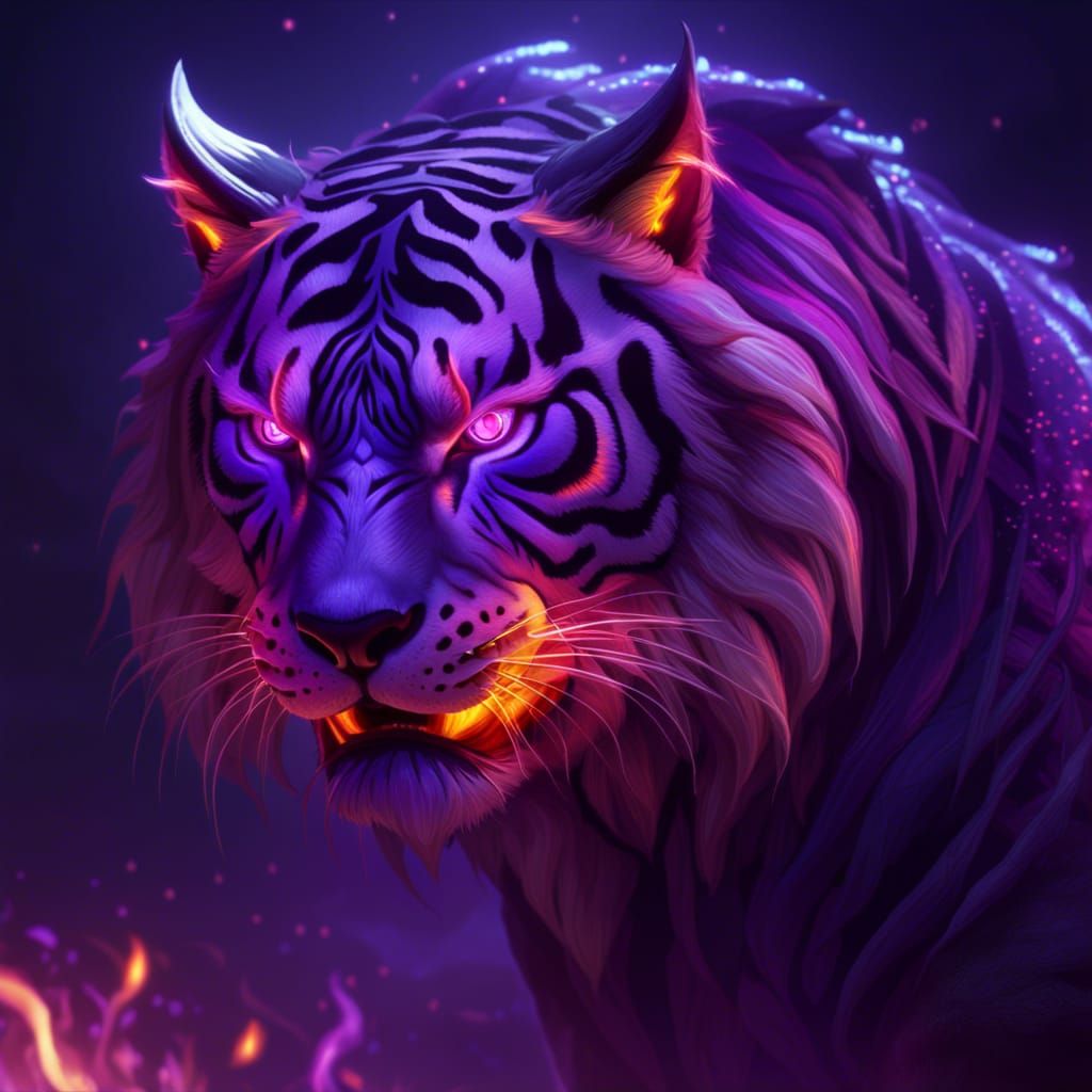 Spectacular Ghostly Fire Tiger in Digital Art