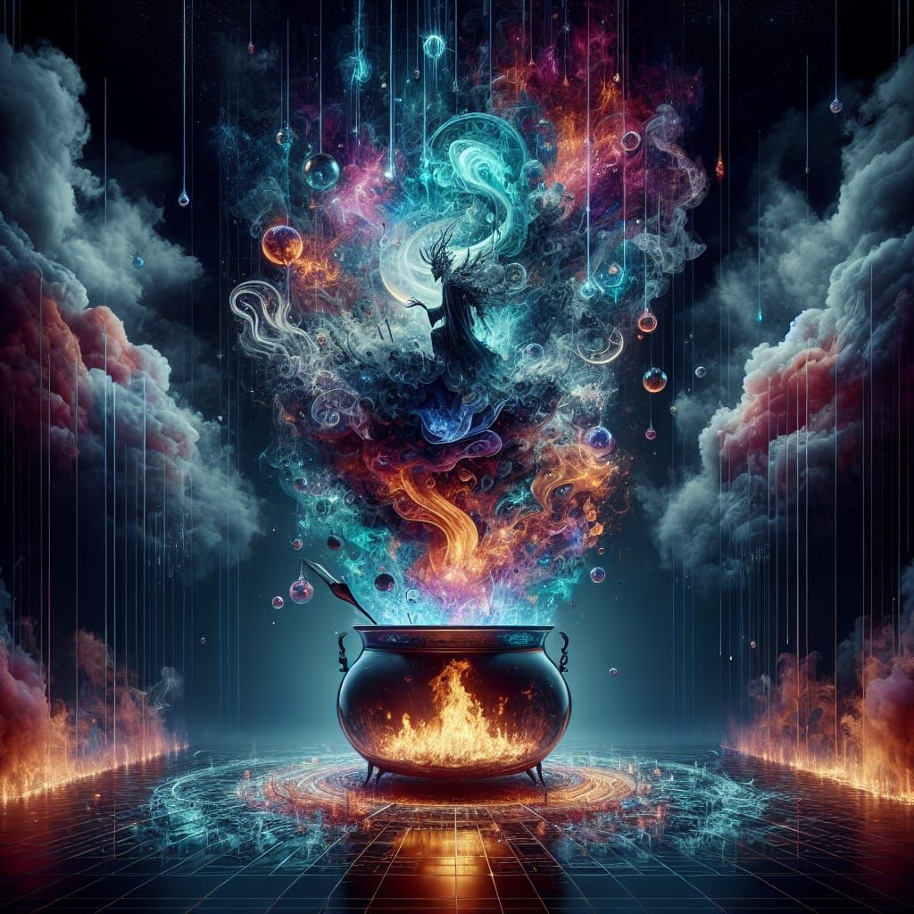 Ethereal Cauldron: Fantasy and Hyperreality Fusion