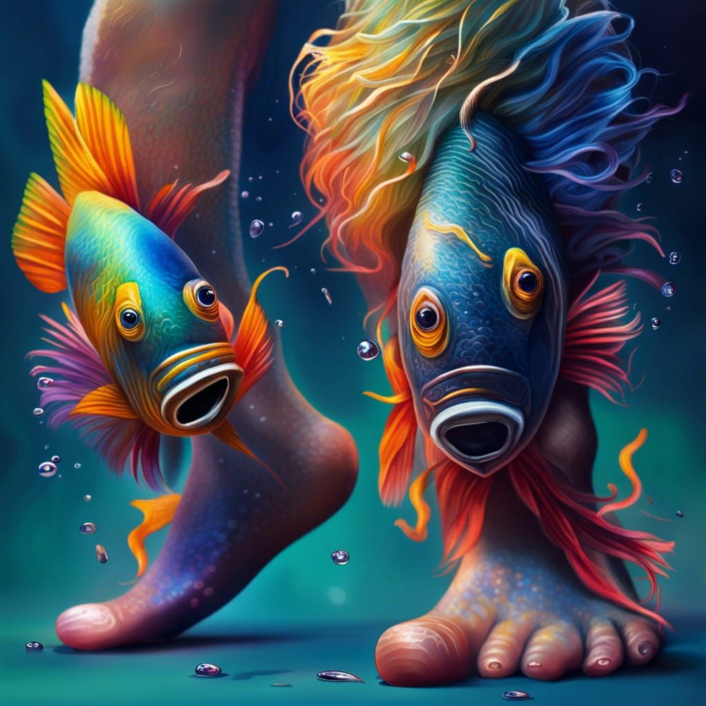 Hyperrealistic Fish with Human Legs Concept Art