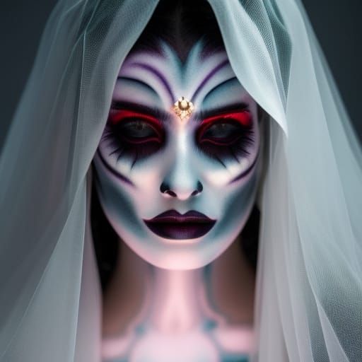 Ghostly Apparition in Abandoned Castle: Photorealistic Image