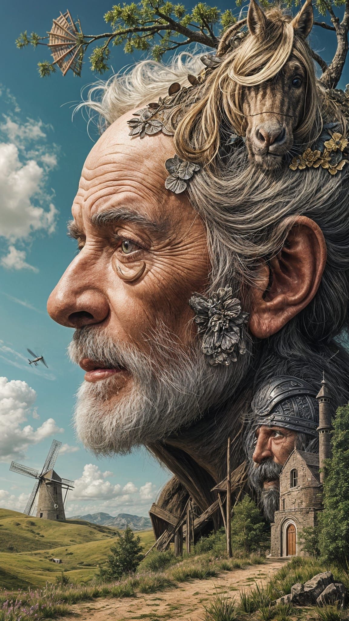 Surrealist Portrait of an Elderly Man, Blending Reality and ...