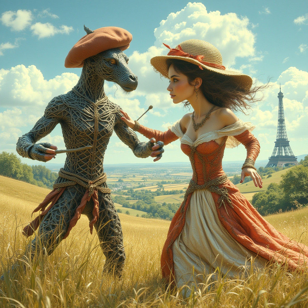 Eiffel Tower and London Bridge Wrestle in Dreamscape