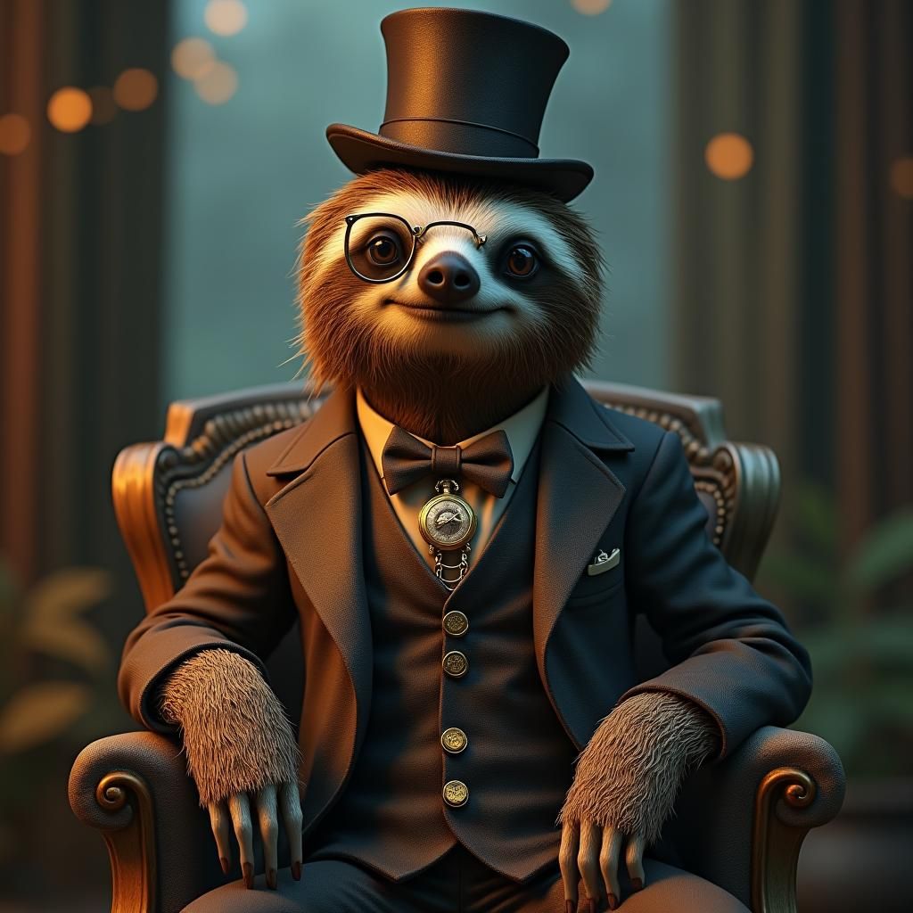 Sloth in Suit: Whimsical Concept Art