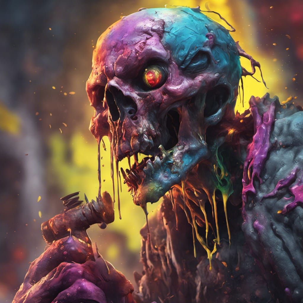 Undead RPG Character in Graffiti Street Art Style