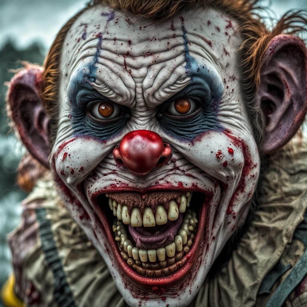 Zombie Monkey Monster Clowns Grinning Maniacally in HDR
