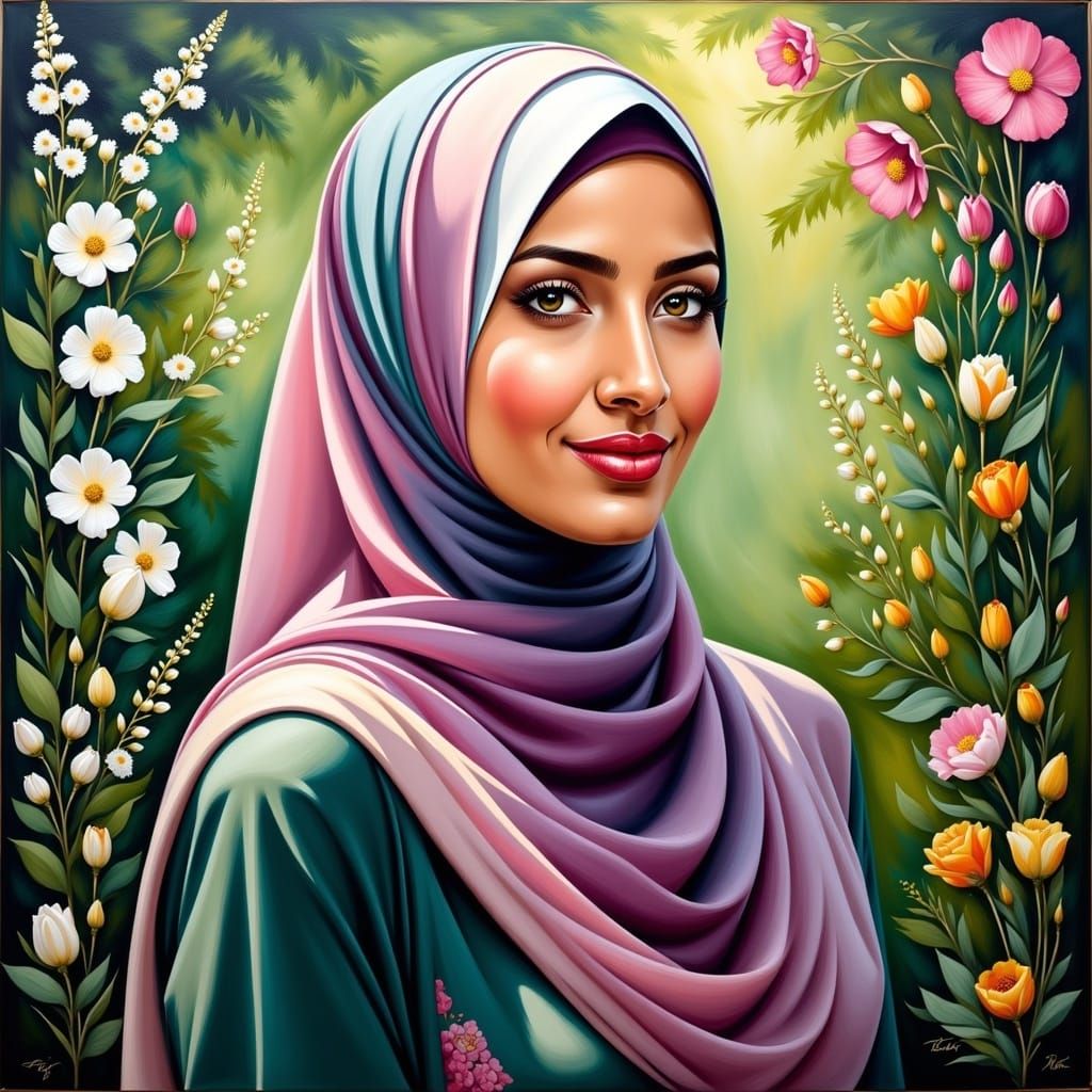 Beautiful Hijabi Portrait in Botanical Garden