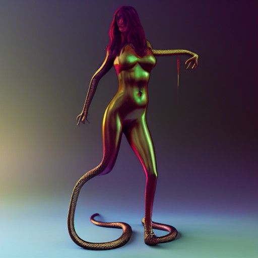 Snake Woman Horror in Pop Art Style