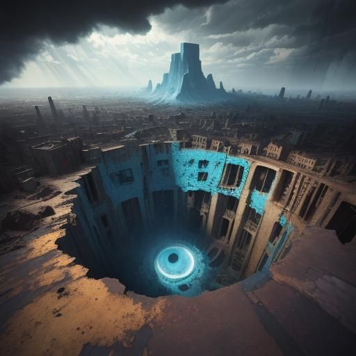 Surreal Sinkhole Landscape in Dreamy Style