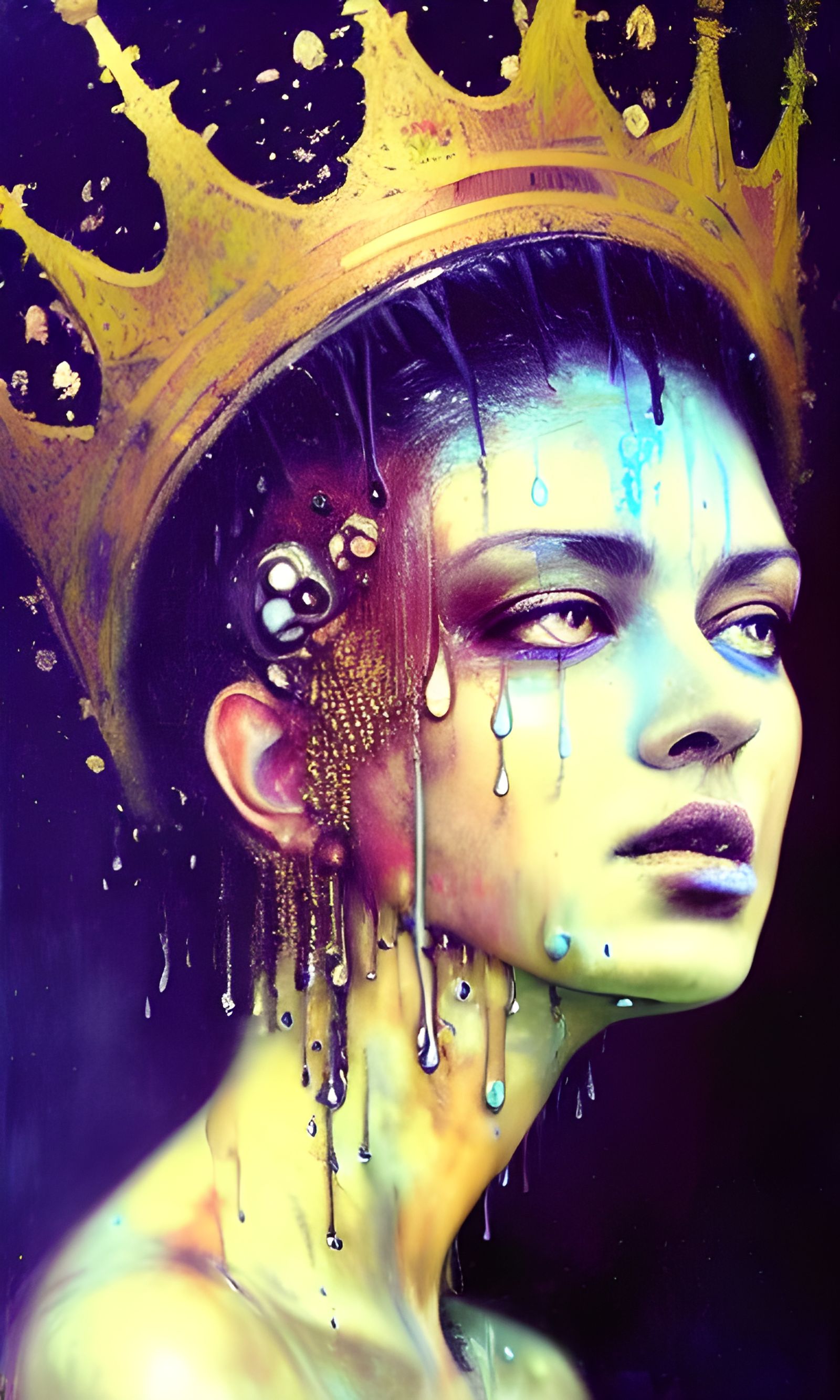 Wax Encaustic Crown on Exquisite Queen