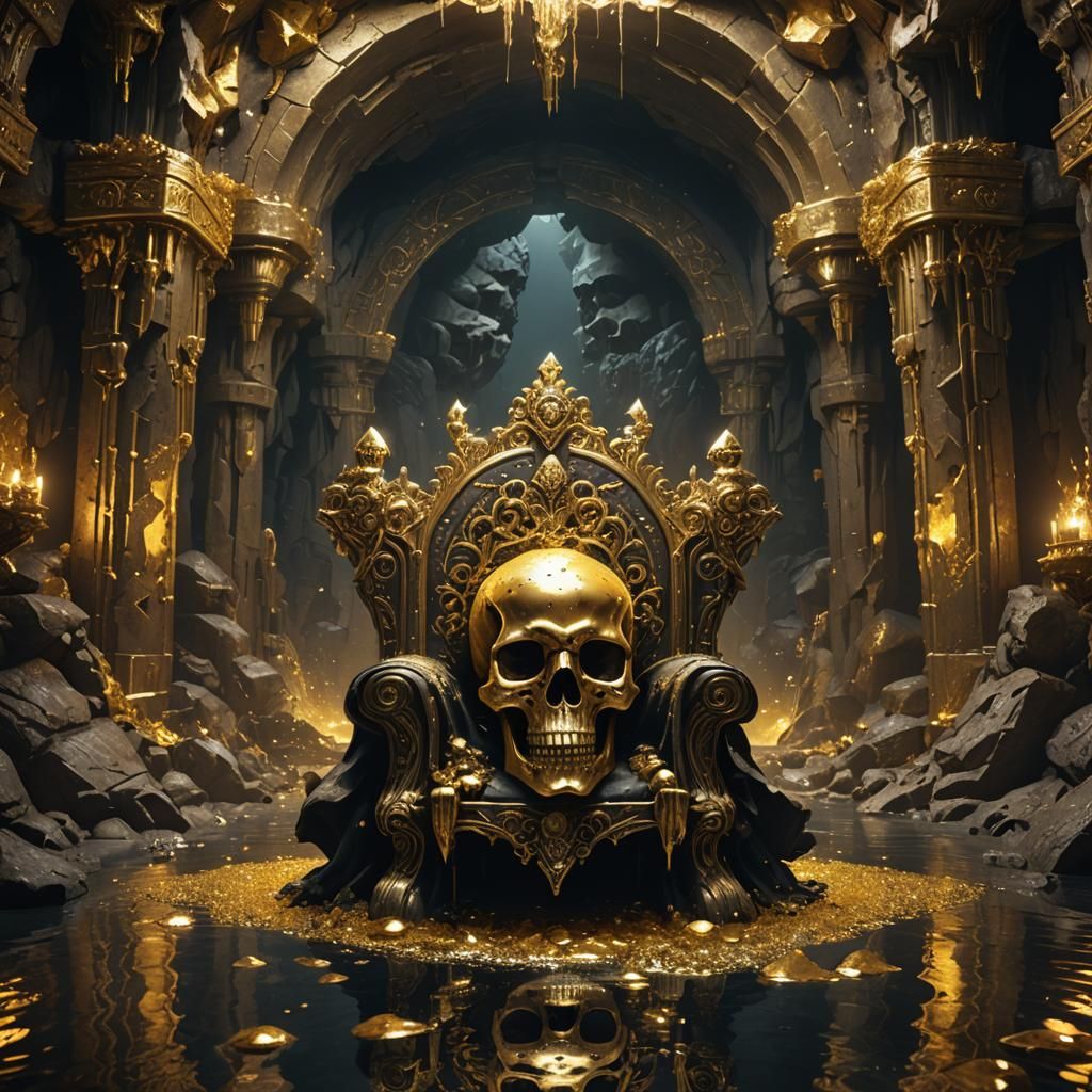 Golden Pool with Skull Throne in Diamond Cave
