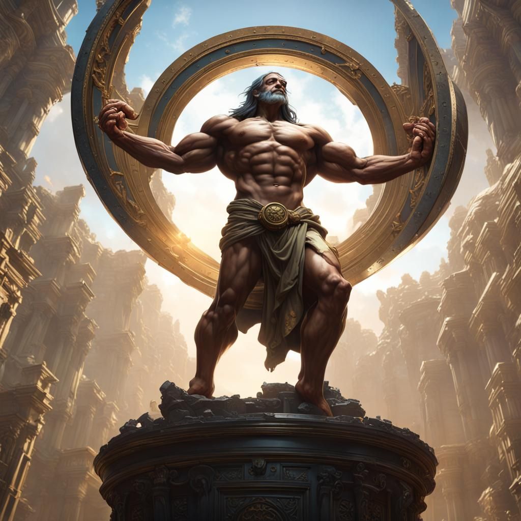 Epic Atlas in Dark Fantasy Art Style