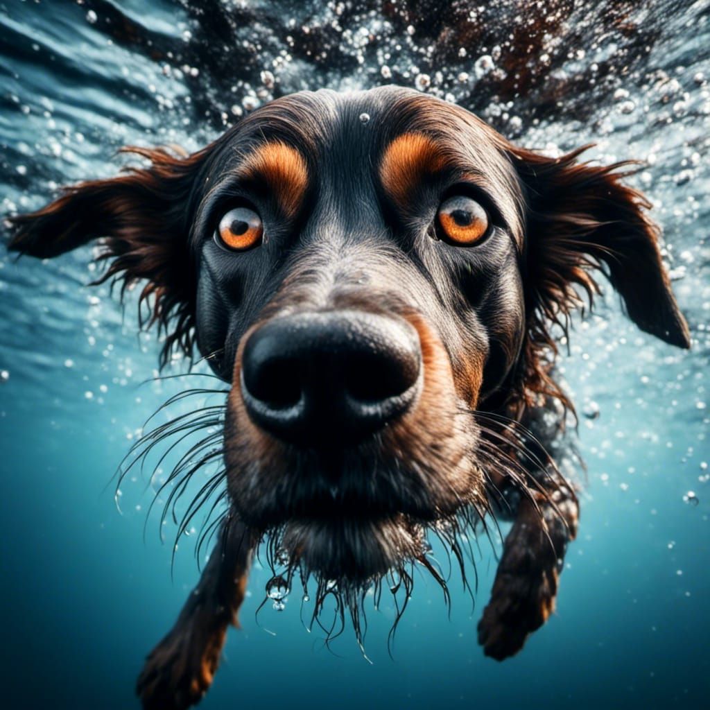 Underwater Dog Portrait in Giger Style