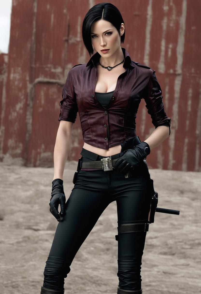 Ultrarealistic Portrait as Ada Wong in Red Silk