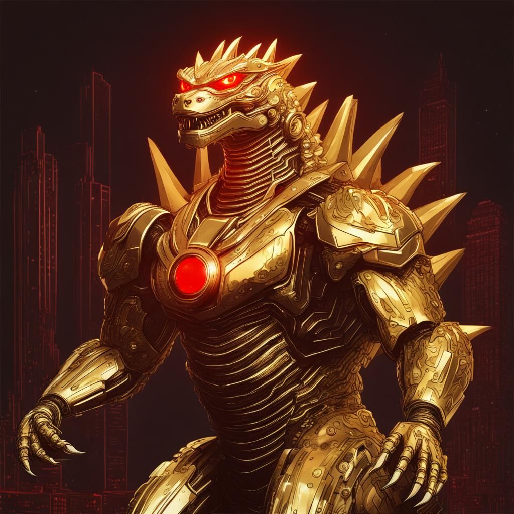 Golden Robot Godzilla with Red Eyes