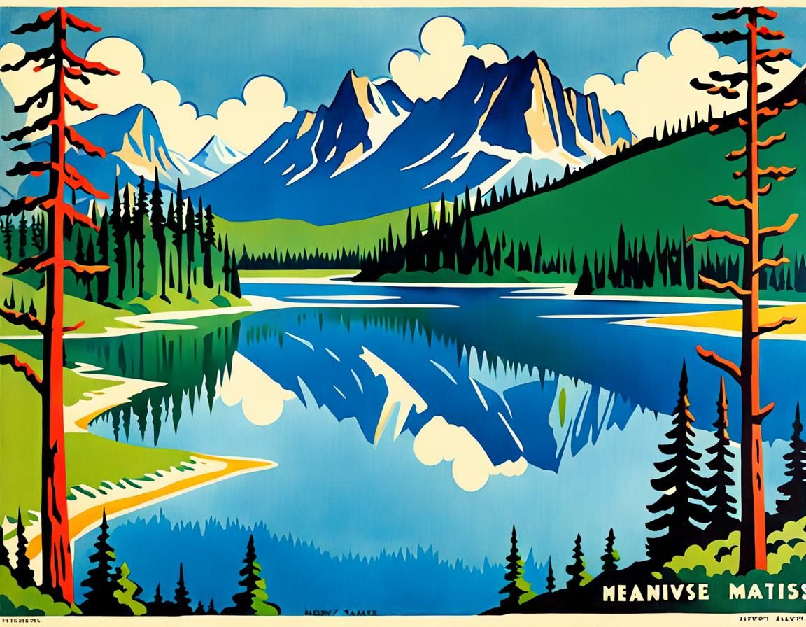 Spirit Island Vintage Postcard in Fauvist Style