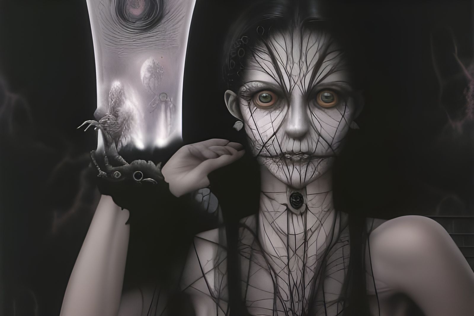 Gorgeous Goth Girl Under Moonlit Pergola